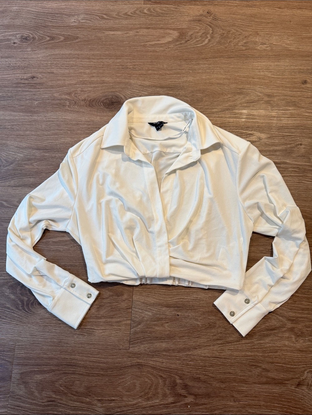 Guess Cropped White Button-Front Women's Shirt (s)